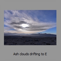 Ash clouds drifting to E